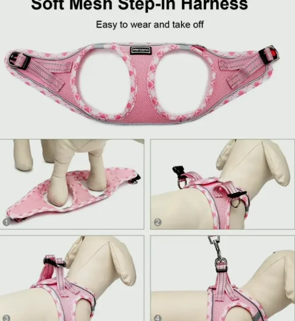 Comfortable Breathable Pet Harness and Lead Kit for Small to Medium Pets - Pink