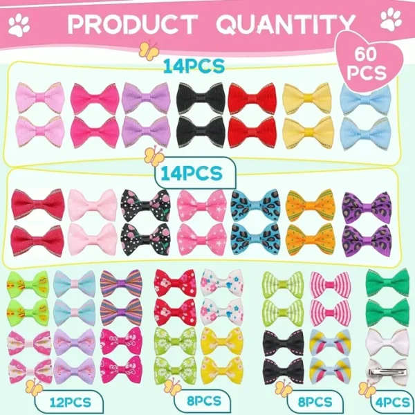 Adorable Puppy Dog Small Bowknot Hair Bows with Metal Clips Handmade