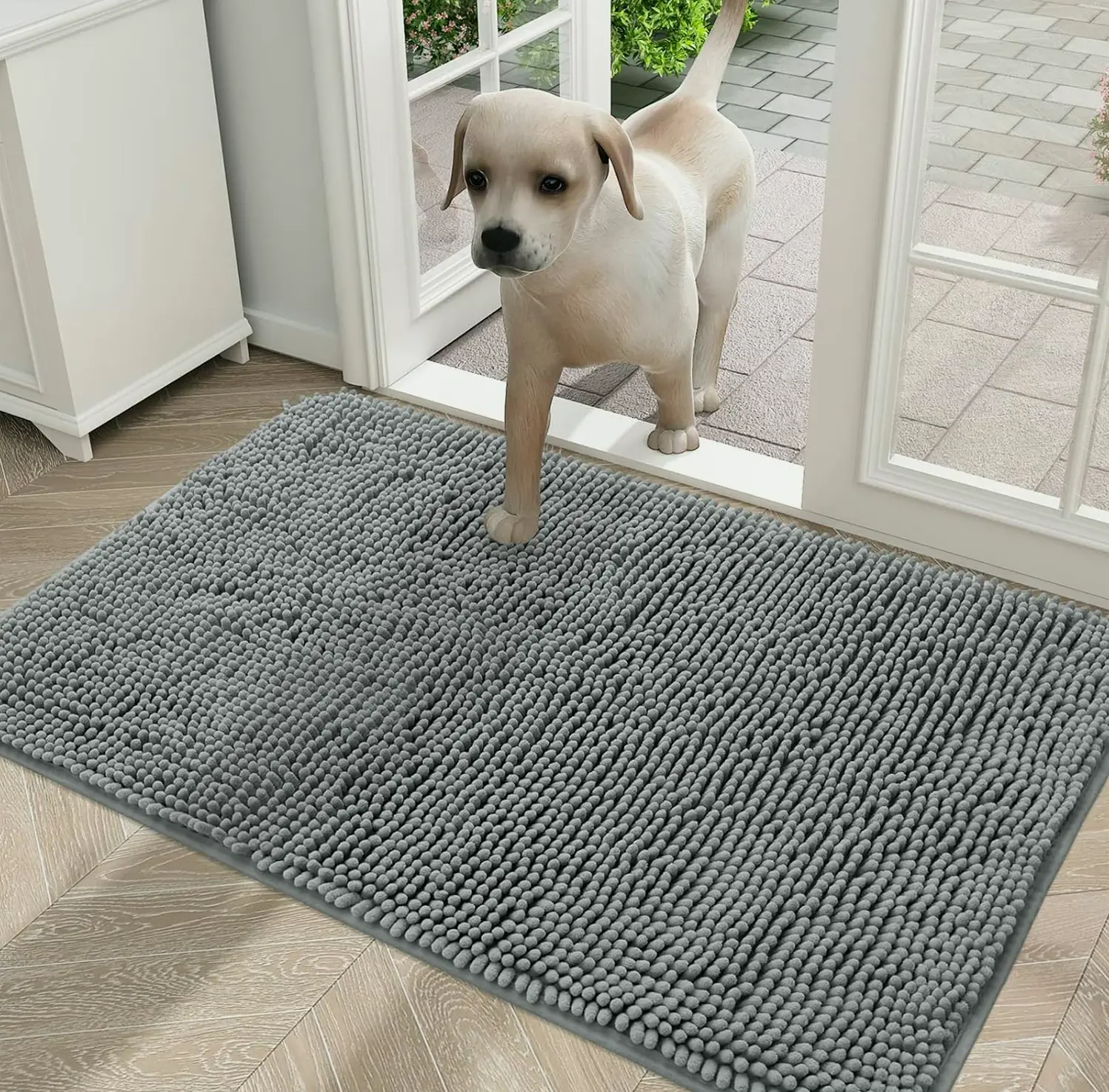 OLANLY Non-Slip Dog Door Mat for Dirty Paws, Fast-Drying Microfiber, Inside Entry Mat, 30x20 Inches, Grey