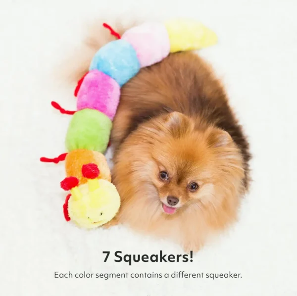 Rainbow Caterpillar Dog Toy with Sounds