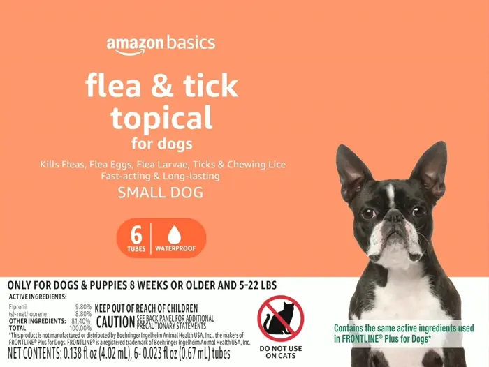Amazon Essentials Bug and Tick Remedies for Small Dogs, 5-22 Pounds, No Scent, 6 Pack (Previously Solimo)
