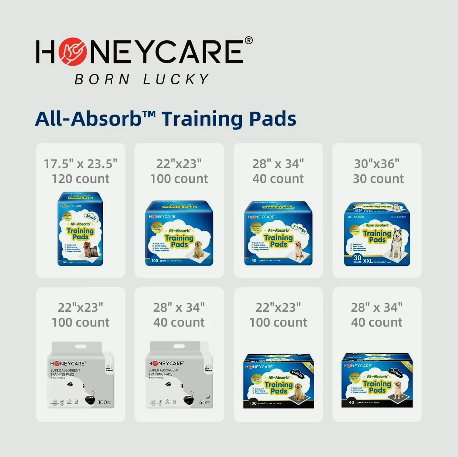 HONEY CARE All-Absorb Dog Training Pads, 100-Pack, Odor-Free