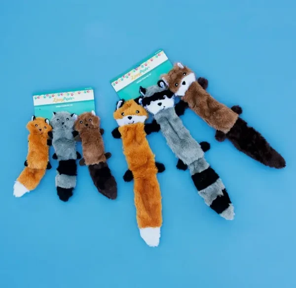 ZippyPaws Skinny Peltz - Fox, Raccoony, & Squirrely - No Filled Squeak Dog Toys