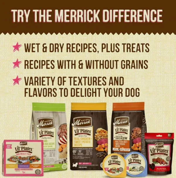 Merrick Lil\u2019 Plates Small Dog Snack Bites - Bitty Meat Recipe - 5 oz. Bag
