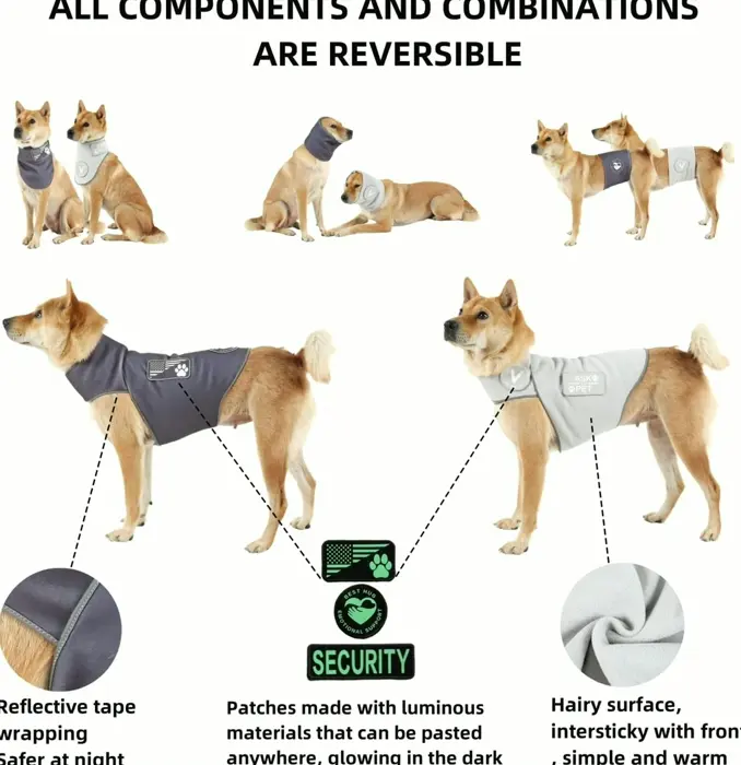 Customizable Pet Shirts: Calming Jacket & Suit - Multi-Functional Gray XS