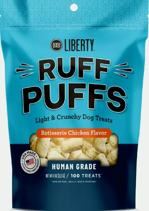 BIXBI Ruff Puff Dog Practice Snacks, Rotisserie