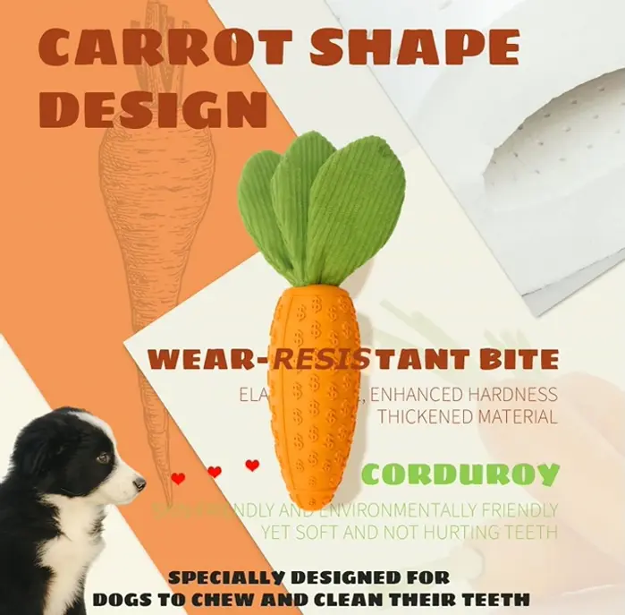 Dog Chew Toy, Vegetable Squeaky & Rubber Dinosaur Plaything
