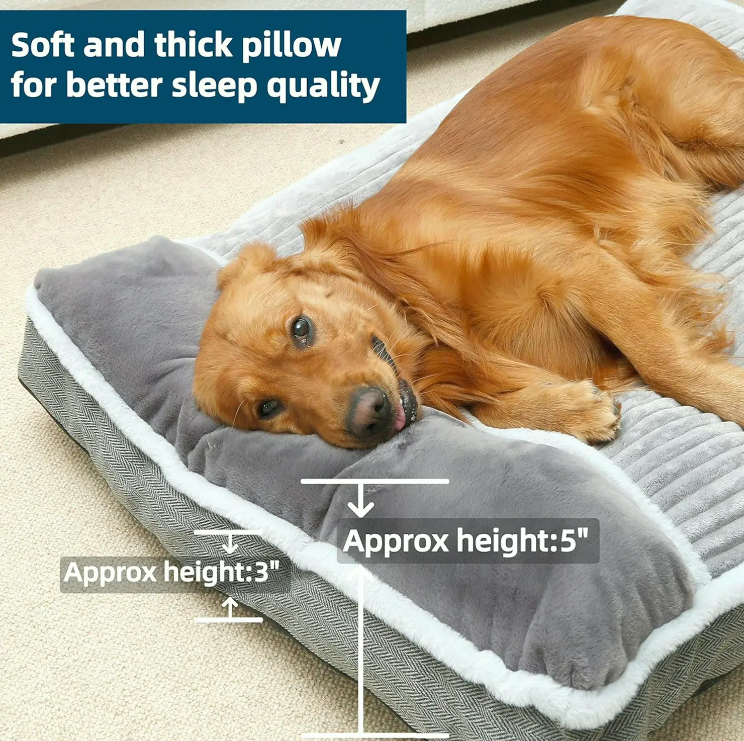 Pet Bed with Pillow for Medium Dogs
