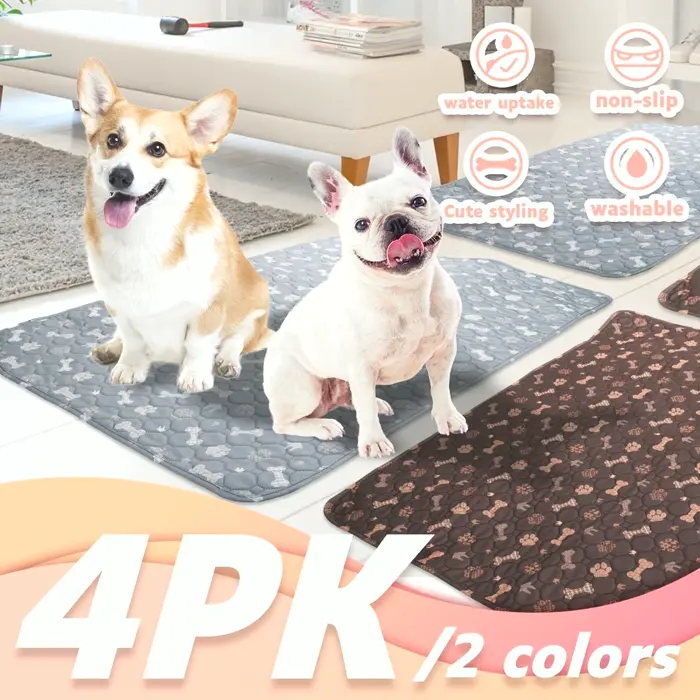 Washable Dog Training Pads (4 Pack of 4, Non-Skid)