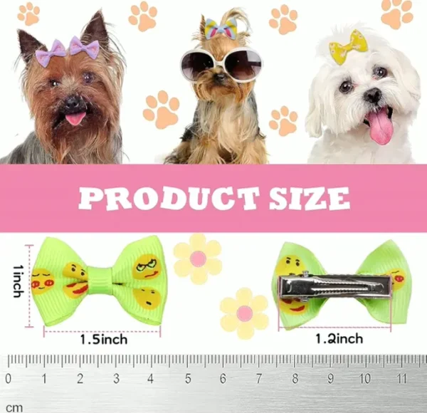 Adorable Puppy Dog Small Bowknot Hair Bows with Metal Clips Handmade