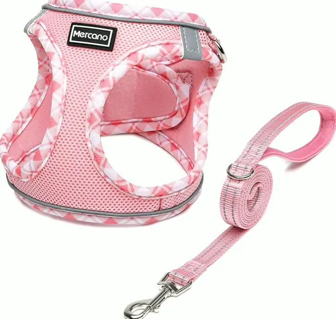 Comfortable Breathable Pet Harness and Lead Kit for Small to Medium Pets - Pink