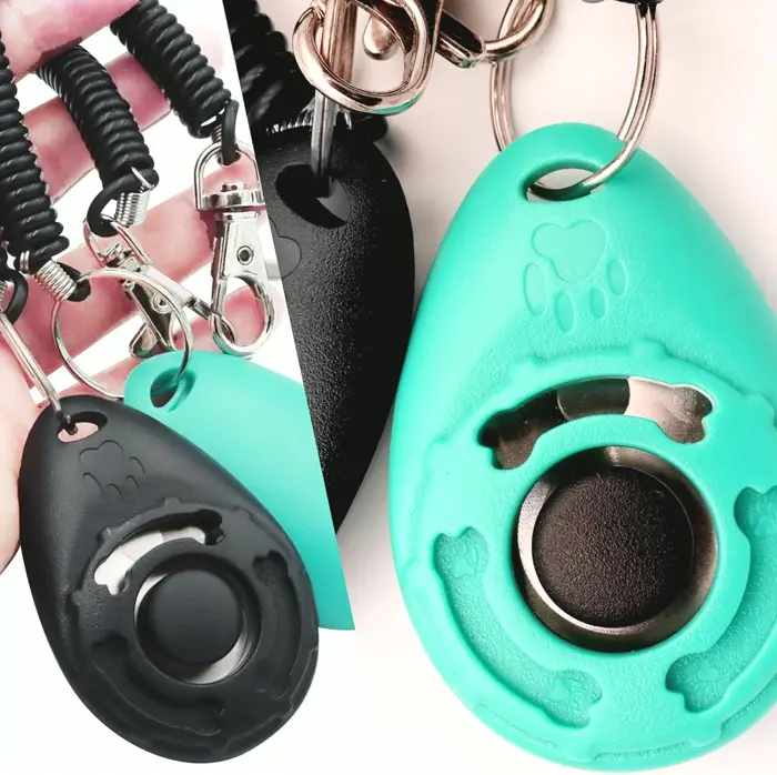 Dog Training Clicker with Hand Band - Latest Crimson + Teal