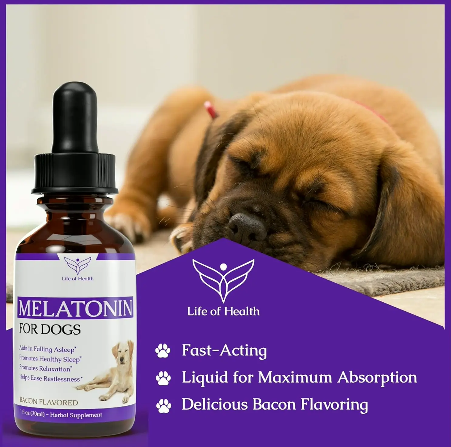 Canine Melatonin | Bacon Flavor | Liquid Drops