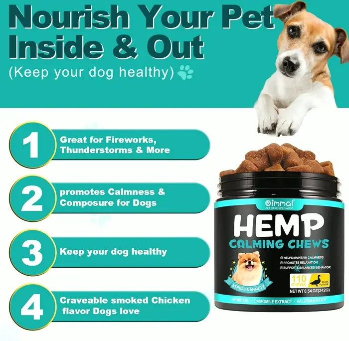 Hemp Calming Chews for Dogs - 110PCS Duck