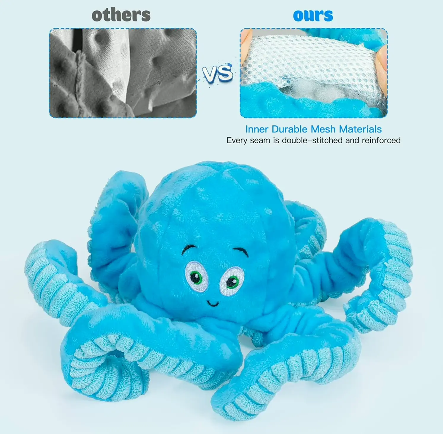 Squeaky Dog Toys Octo Pull Toy for Big Breed Interactive Stuffed Chew Plaything