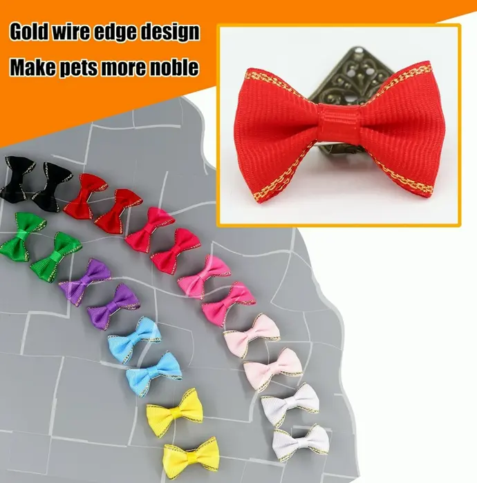 Adorable Puppy Dog Small Bowknot Hair Bows with Metal Clips Handmade