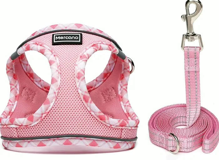 Comfortable Breathable Pet Harness and Lead Kit for Small to Medium Pets - Pink