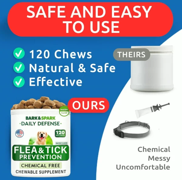 Natural Flea & Tick Chews for Dogs - 120 Treats