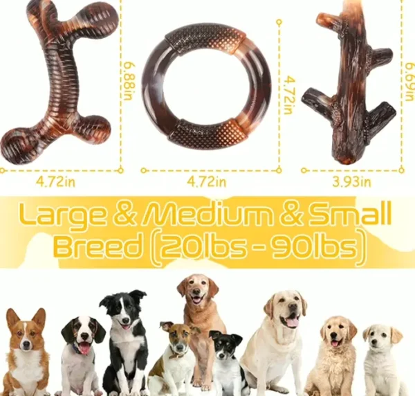 Durable Dog Teething Playthings, 3 Set for Tough Gnawers