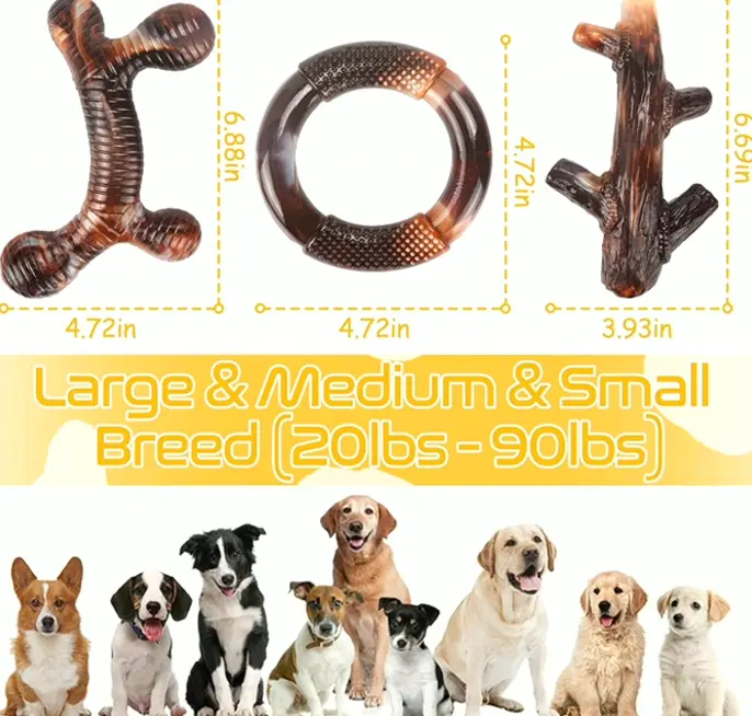 Durable Dog Teething Playthings, 3 Set for Tough Gnawers