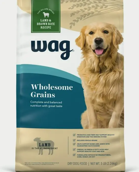 Amazon Brand – Wag Lamb & Brown Rice Dry Dog Food, 5 lb Package