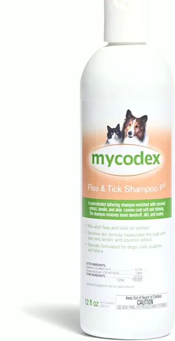 Mycodex Flea And Tick Wash P3 - Sensitive Pelt Care for Canines & Felines - 12 Fl Oz