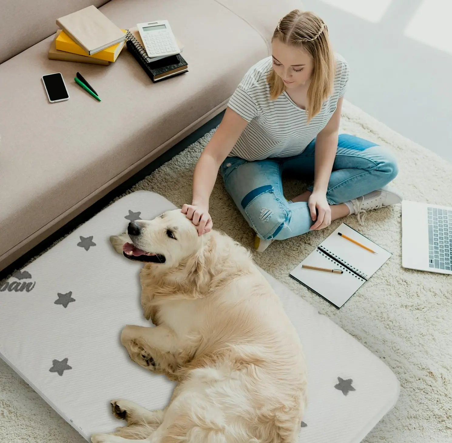 Moisture-resistant Dog Mattress for XXL Dogs, Machine-washable
