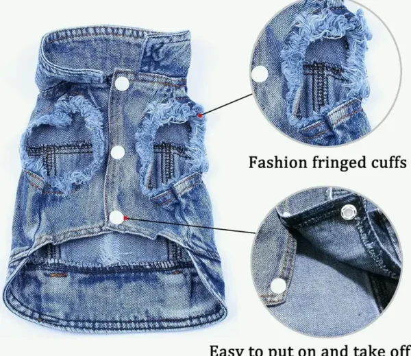 Pet Denim Vest for Medium Dogs and Cats