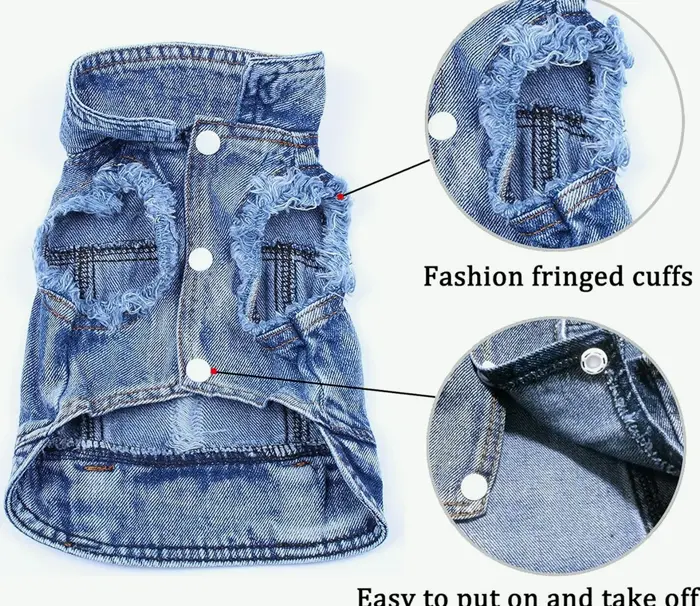 Pet Denim Vest for Medium Dogs and Cats