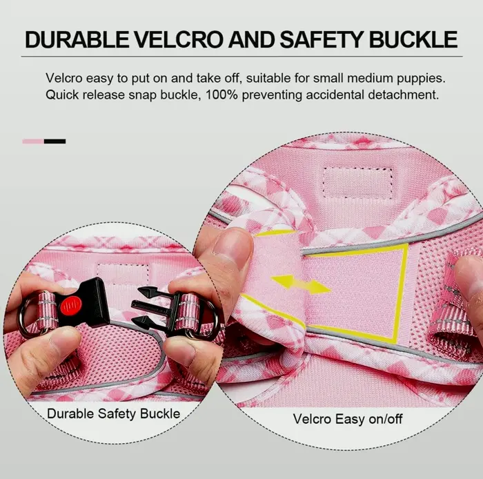 Comfortable Breathable Pet Harness and Lead Kit for Small to Medium Pets - Pink