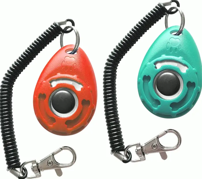 Dog Training Clicker with Hand Band - Latest Crimson + Teal