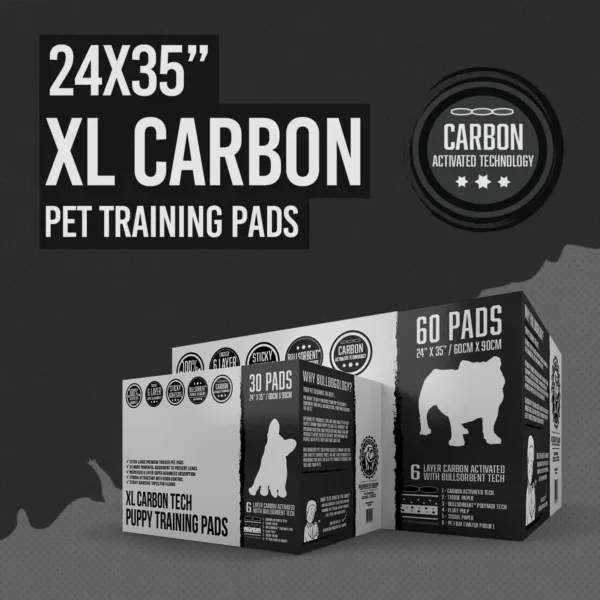 XL Puppy Pee Sheets with Sticky Tape - Bulldoglogy Carbon Pads (60-Count)