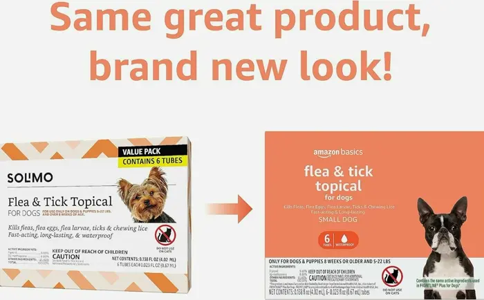 Amazon Essentials Bug and Tick Remedies for Small Dogs, 5-22 Pounds, No Scent, 6 Pack (Previously Solimo)