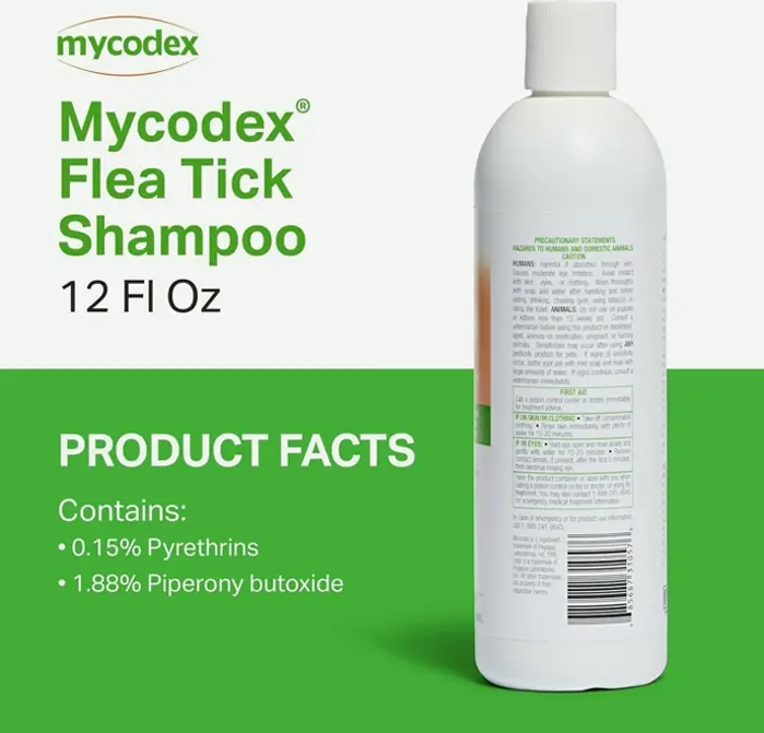 Mycodex Flea And Tick Wash P3 - Sensitive Pelt Care for Canines & Felines - 12 Fl Oz