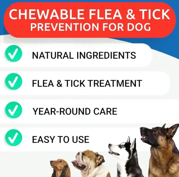 Natural Flea & Tick Chews for Dogs - 120 Treats