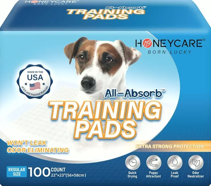 HONEY CARE All-Absorb Dog Training Pads, 100-Pack, Odor-Free