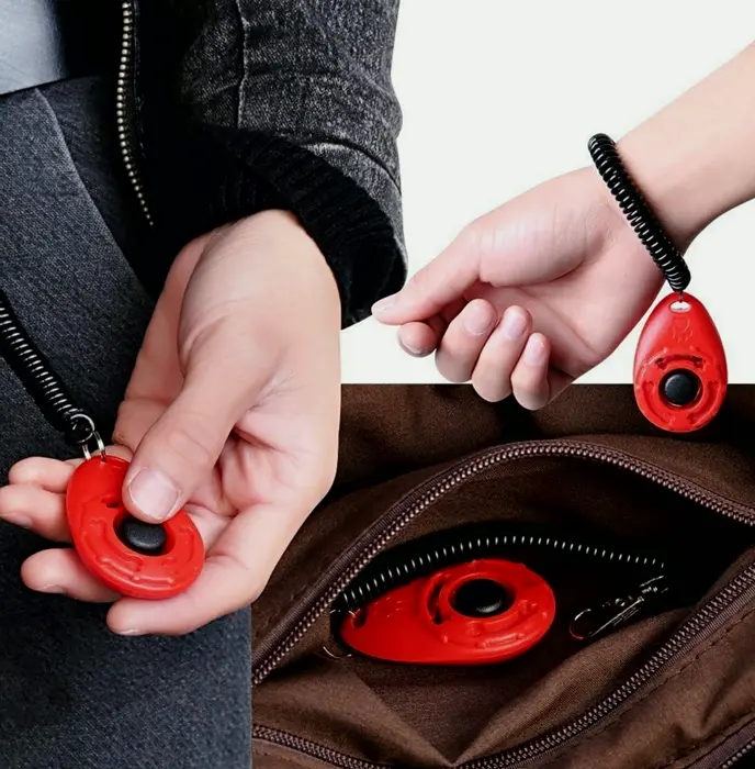 Dog Training Clicker with Hand Band - Latest Crimson + Teal