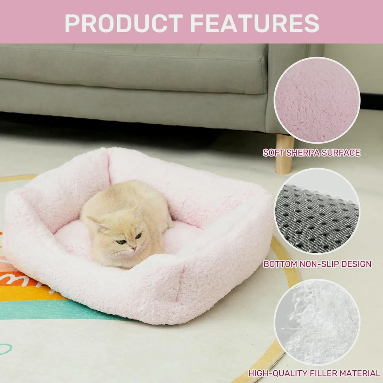 Hollypet's Self-Warming Sherpa Pet Cushion for Small Animals