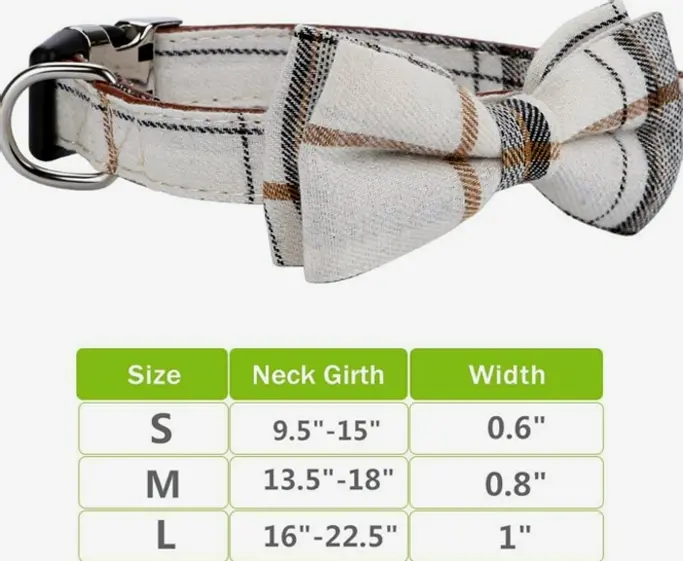 Comfy  Bow Tie Dog Necklace, Detachable & Adjustable, Small, Beige