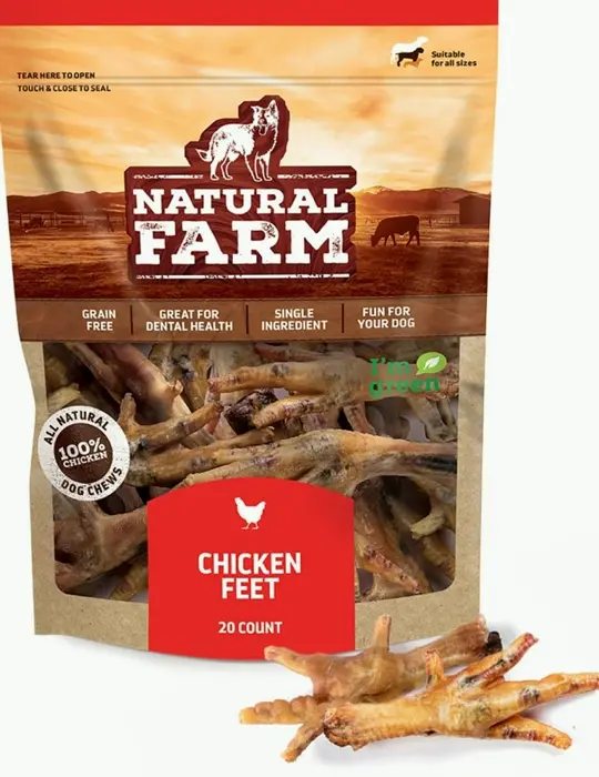 Natural Farm Nail-Free Chicken Feet Dog Snacks (20 Pack)
