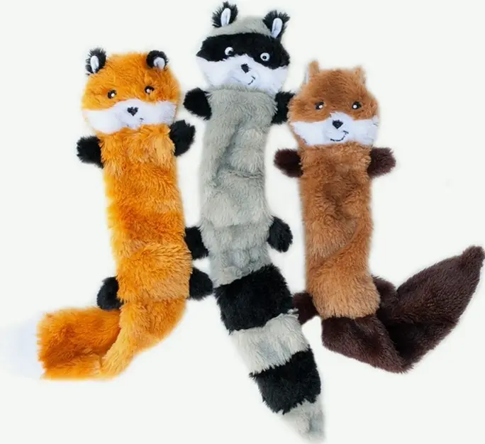 ZippyPaws Skinny Peltz - Fox, Raccoony, & Squirrely - No Filled Squeak Dog Toys